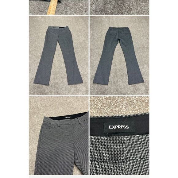 Express womens columnist barley boot pants sz 4R 9” rise black white trousers - Picture 1 of 12